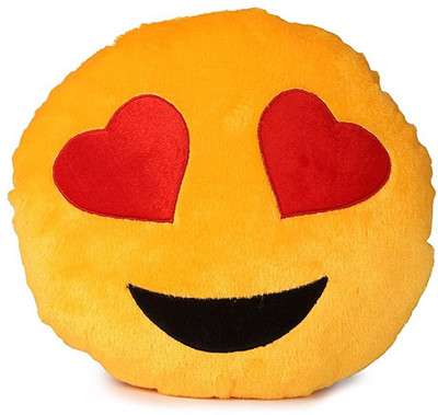

Maa khwab Yellow Heart Eyes Smiley Cushion - 26 cm(Yellow)