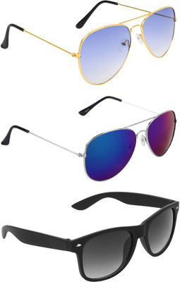 Abner Aviator, Aviator, Wayfarer Sunglasses(Blue, Multicolor, Black) Flipkart