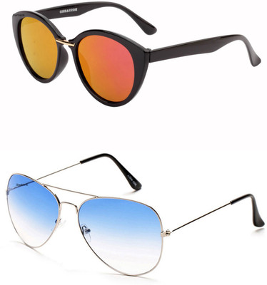 

Barbarik Aviator, Cat-eye Sunglasses(Blue, Multicolor)