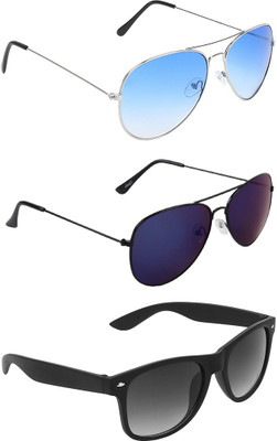 Abner Aviator, Aviator, Wayfarer Sunglasses(Blue, Multicolor, Black) Flipkart