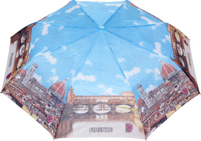 

FabSeasons Firenze City Printed 3 fold Umbrella for all Seasons Umbrella(Blue)