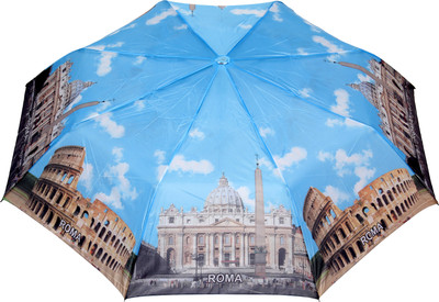 

FabSeasons Rome City Printed 3 fold Umbrella for all Seasons Umbrella(Blue, Brown)