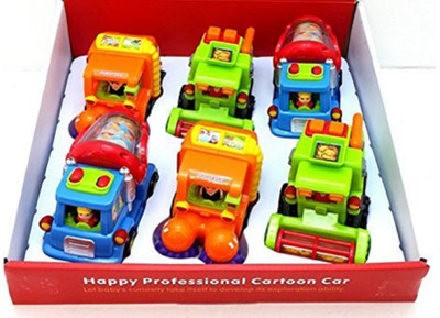 

Taaza Garam kids high quality imported big fun cute colorful Cartoon Push and Go Car toy for Toddler Kids Pack of 6 Pcs-gift toy(Multicolor)