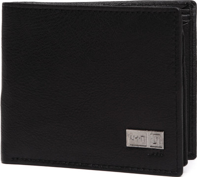 

U+N Men Black Genuine Leather Wallet(6 Card Slots)