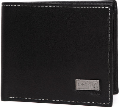 

U+N Men Black Genuine Leather Wallet(6 Card Slots)