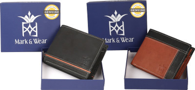 

Mark & Wear Men Multicolor Genuine Leather Wallet(9 Card Slots), Black tan