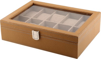 A&E Coffee Transparent 10 Tie & Watch Box(Coffee, Holds 10 Watches)   Watches  (A&E)