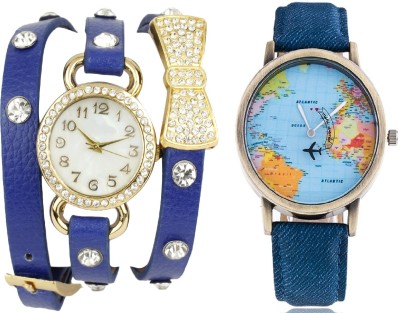COSMIC WORLD MAP WITH BO TIE BRACELET & LADIES PENDENT PARTY WEAR DIAMOND STUDDED Watch  - For Couple   Watches  (COSMIC)