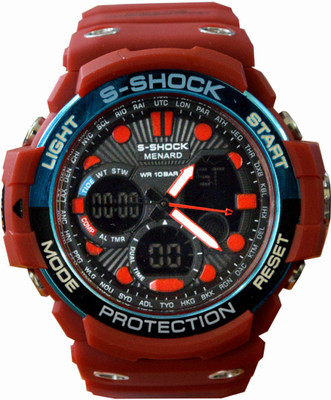 

VITREND ™ S-Shock Menard Protection-Twin Sensor-Tide Graph WR-20BAR Red Watch - For Boys & Girls