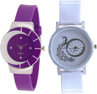 Gopal Retail White purple different design beautiful watch with white glory designer and beatiful peacock fancy women Watch  - For Girls   Watches  (Gopal Retail)
