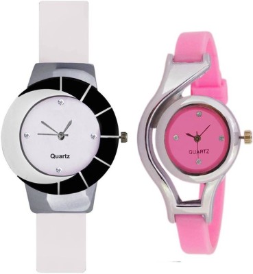 Gopal Retail Black white different design beautiful with glory round different shape pink women Watch  - For Girls   Watches  (Gopal Retail)