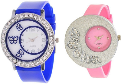 

INDIAN EAGLE Beauty And The Beast Combo Of Blue And Pink Watch - For Girls