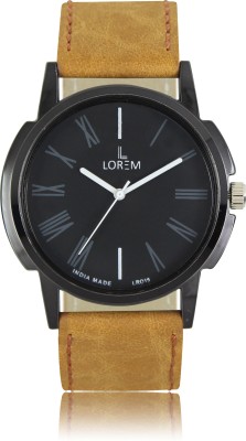 LOREM LR19 Tan Color Black Dial New Roman Leather Watch  - For Boys   Watches  (LOREM)