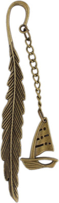 

Tootpado Metal Bookmarks Boat With Feather Design - (STAh321) - Antique Copper Look Metal Bookmark(Boat, Brown)