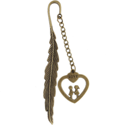 

Tootpado Metal Bookmarks Love Heart With Feather Design - (STAh317) - Antique Copper Look Metal Bookmark(Love, Brown)