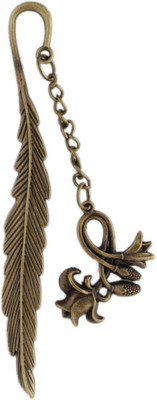 

Tootpado Metal Bookmarks Flower With Feather Design - (STAh299) - Antique Copper Look Metal Bookmark(Flowers, Brown)