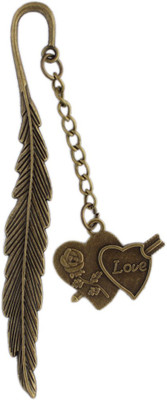 

Tootpado Metal Bookmarks Love Heart With Feather Design - (STAh319) - Antique Copper Look Metal Bookmark(Love, Brown)