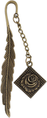 

Tootpado Metal Bookmarks Rose With Feather Design - (STAh300) - Antique Copper Look Metal Bookmark(Flowers, Brown)