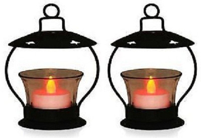 

Homescapes Iron 2 - Cup Tealight Holder Set(Black, Pack of 2)