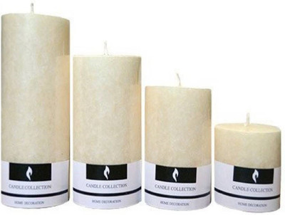 MERSK Jasmine Pillar Candle Set of 4 Candle(Orange, Pack of 4)