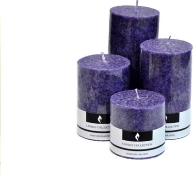 

MERSK Lavender Pillar Candle Set of 4 Candle(Purple, Pack of 4)