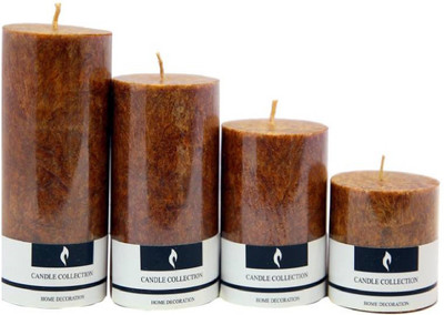 

MERSK Coffee Pillar Candle Set of 4 Candle(Brown, Pack of 4)