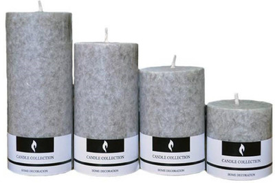 MERSK Cinnamon Pillar Candle Set of 4 Candle(Grey, Pack of 4)