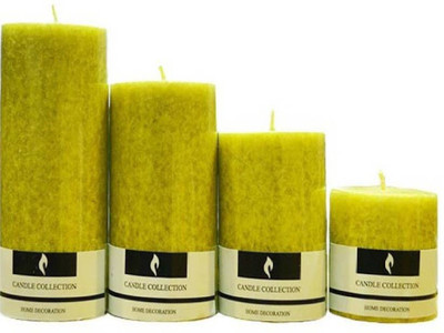 MERSK Lemon Grass Pillar Candle Set of 4 Candle(Yellow, Pack of 4)