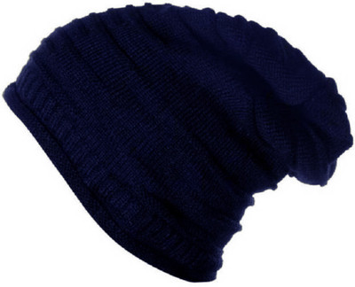 Friendskart Solid Beanie Blue Solid Skull Cap Cap