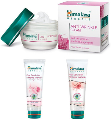 

Himalaya Anti Wrinkle Cream, Clear Complexion Whitening Face Wash, Clear Complexion Whitening Face Scrub(Set of 3)