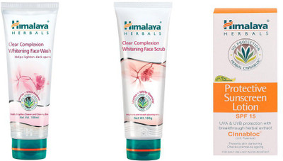 

Himalaya Clear Complexion Whitening Face Wash, Protective Sunscreen Lotion, Clear Complexion Whitening Face Scrub(Set of 3)