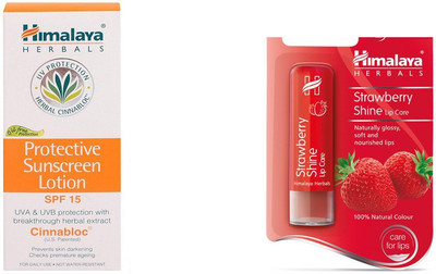 

Himalaya Protective Sunscreen Lotion, Strawberry Shine Lip Care(Set of 2)