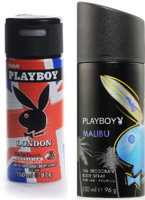 

Play Boy Malibu London Body Spray - For Men(300 ml, Pack of 2)