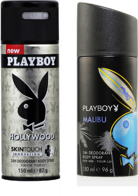 

Playboy Hollywood And Malibu Deodorant Spray - For Men(150 ml, Pack of 2)
