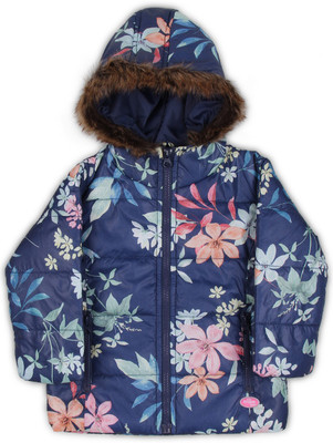 

612 League Full Sleeve Floral Print Baby Girls Jacket, Navy
