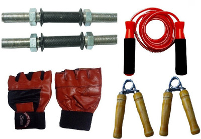

Facto Power ZINC DUMBELL RODS, LEATHER MATERIAL, RED COLOR, GYM GLOVES, BEARING RED COLOR SKIPPING ROPE AND PAIR OF HAND GRIPPER Gym & Fitness Kit