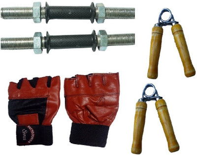 

FACTO POWER ZINC DUMBELL RODS, LEATHER MATERIAL, RED COLOR, GYM GLOVES AND PAIR OF HAND GRIPPER Gym & Fitness Kit