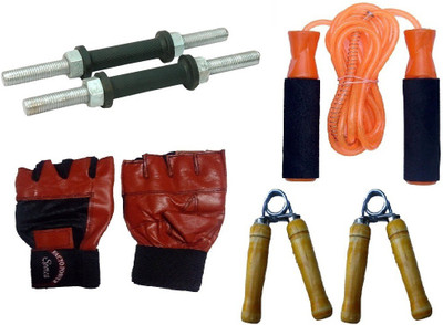 

Facto Power NICKLE DUMBELL RODS, LEATHER MATERIAL, RED COLOR, GYM GLOVES, BEARING ORANGE COLOR SKIPPING ROPE AND PAIR OF HAND GRIPPER Gym & Fitness Kit