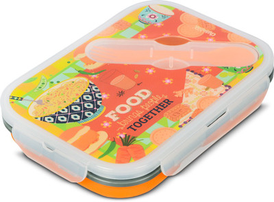 

Chumbak Food Brings People Together 2 Containers Lunch Box(600 ml), Orange