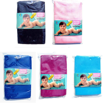 

Hello Baby Extra Absorbent Natural Quick Dry Waterproof Bed Protector -Pink, Deep Blue, Purple, Royal Blue & Sky Blue Small combo(Multicolor)