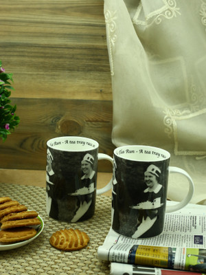 

Importwala Black and White Coffees Set Bone China Mug(350 ml, Pack of 2), Black;white