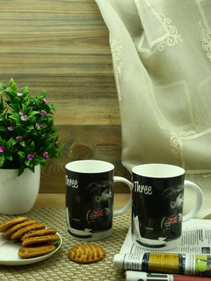 

Importwala Kid Coffees Set Bone China Mug(350 ml, Pack of 2), Black;white