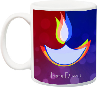 

Stylotrendz Happy Diwali Diya Colorful Print Ceramic Mug(325 ml), White
