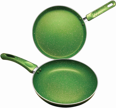 

Shri & Sam Mosaic 2 Piece Marble finish Nonstick Cookware set Fry Pan 26 cm diameter(Aluminium, Non-stick, Induction Bottom), Green