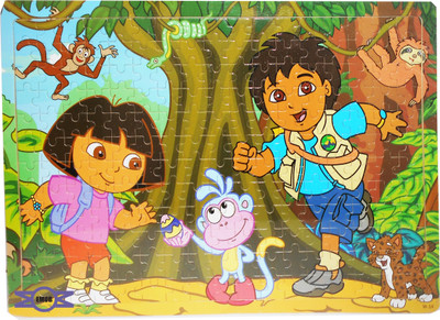 

Emob Wooden Multi Cartoon Character Dora Educational Fun Blocks Jigsaw Puzzle Game With Wooden Frame For Kids(204 Pieces)