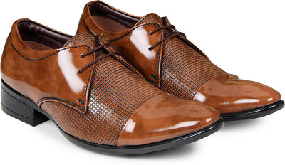 

XE Looks Comfortable Patent Leather Lace-up Formal Shoes Lace Up For Men(Tan