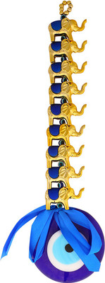 

Bird In Blue Fengshui Gold Nazar Suraksha Kavach (Evil Eye Nine Elephants) Decorative Showpiece - 34 cm(Plastic, Stoneware, Dark Blue)