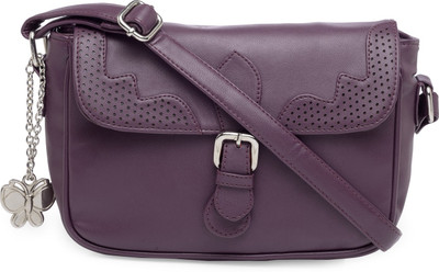 

Butterflies Women Casual Purple PU Sling Bag