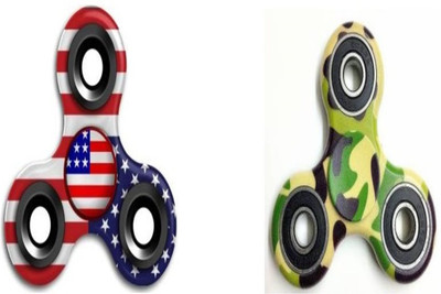 

Winkels Pack of 2 American Flag and Army Printed Latest Fidget Hand Spinner Toy, High Speed 2-3 Minutes Spins(Red, Green)