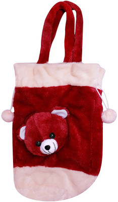 Casotec Cute Dog Teddy Soft Toy School Bag For Kids, Travelling Carry Teddy Bag - 33 cm(Maroon Red)